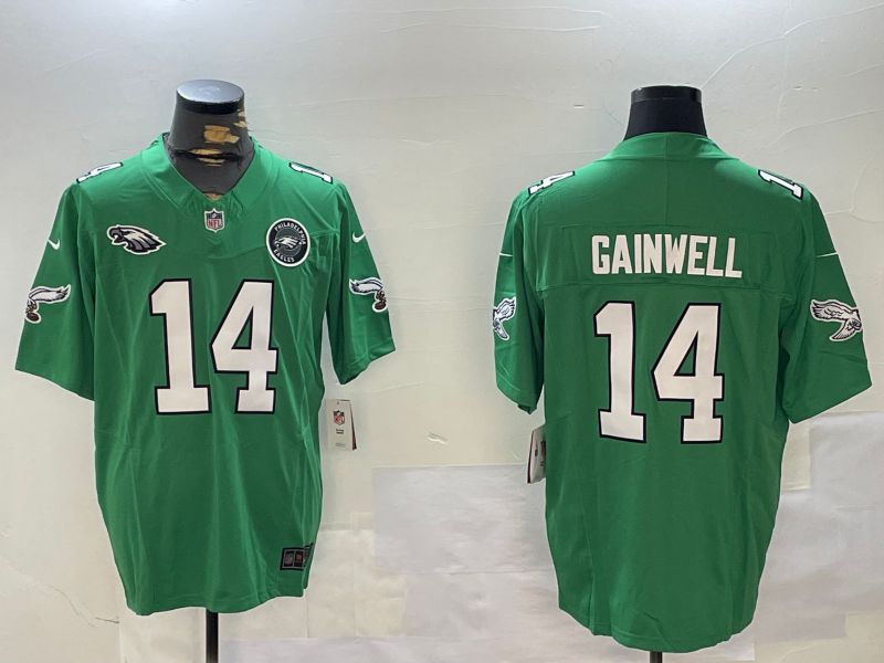 Men Philadelphia Eagles #14 Gainwell Green Throwback 2024 Nike Vapor Limited NFL Jersey style 3